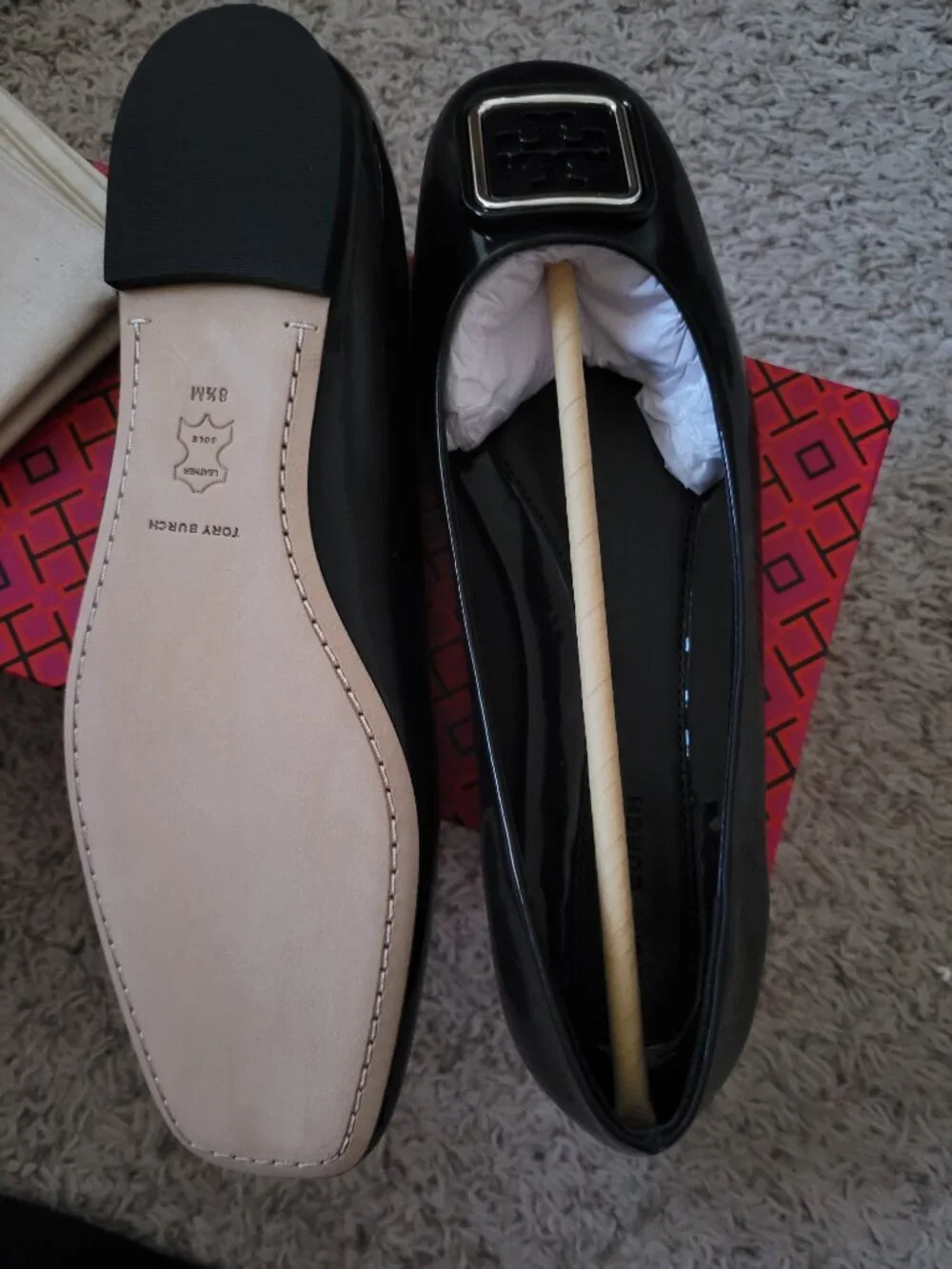 NIB Tory Burch Georgia Ballet Patent Leather - 8.5
